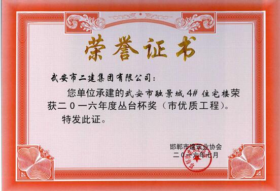 我公司多個工程項目榮獲2016年度“叢臺杯”(圖3)